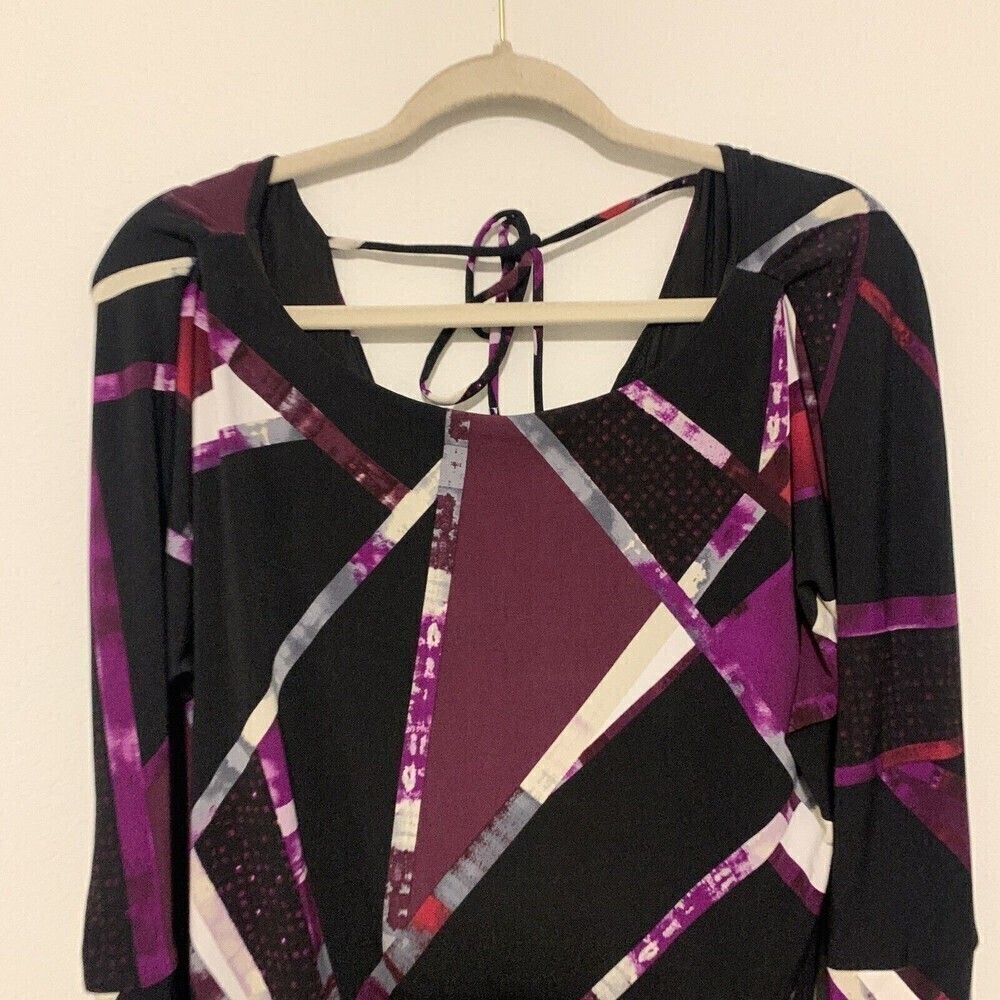 White House Black Market Womens Size Small Multicolor Geometric Print Blouse - Picture 2 of 6